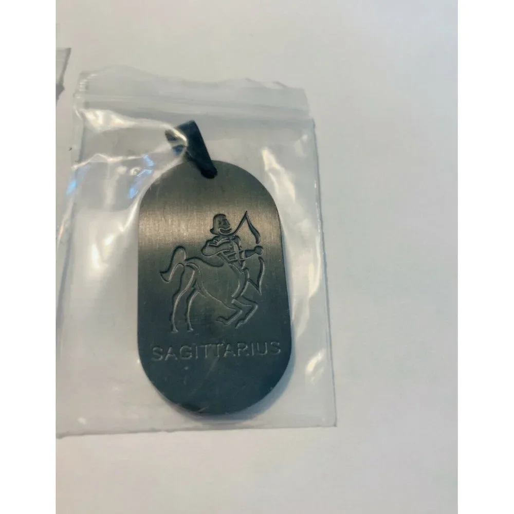 FaithHeart Sagittarius Black Stainless Steel Horoscope Necklace Engravea… - Picture 3 of 5
